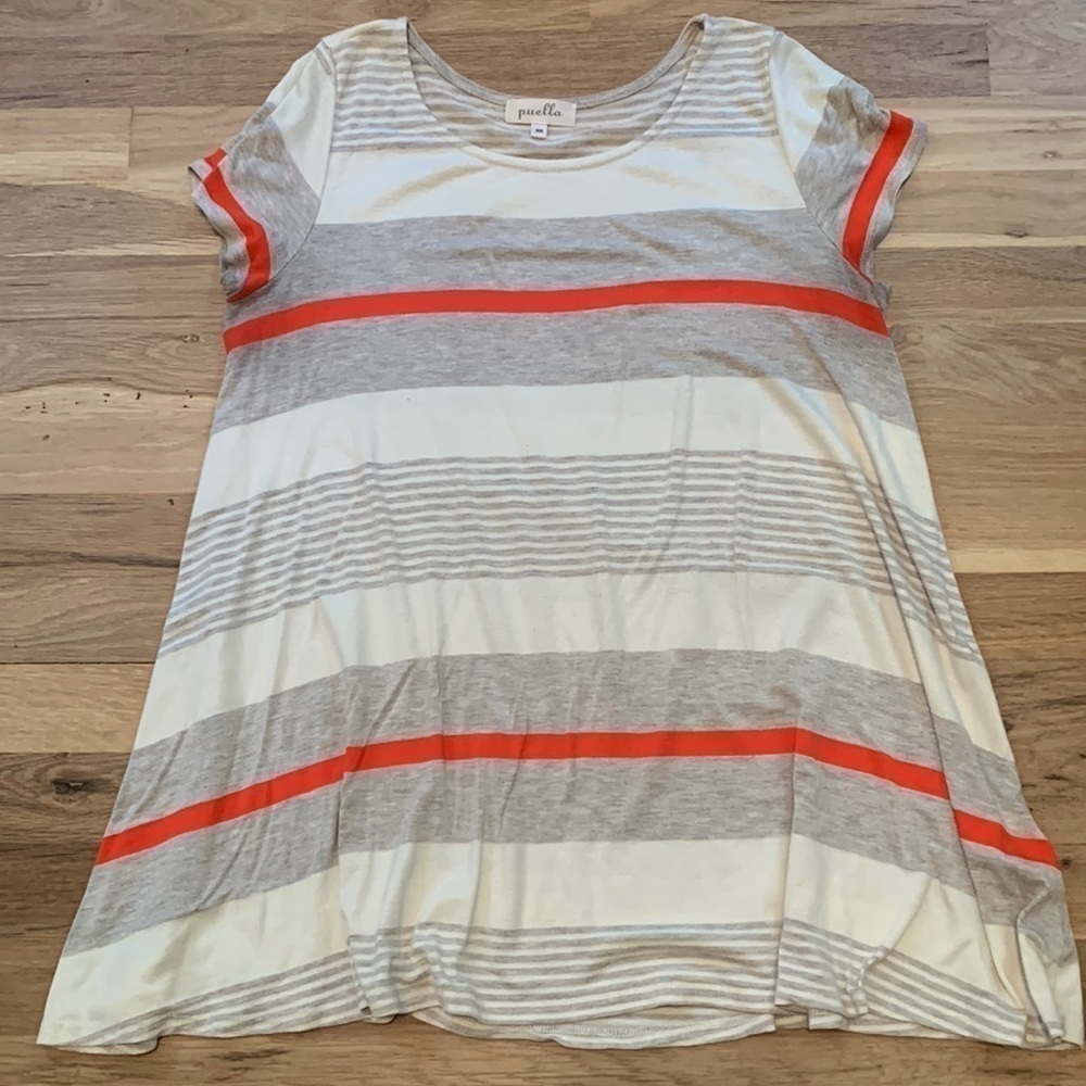ANTHROPOLOGIE Puella Crewneck Short Sleeve Flowy Blouse Striped Women’s XS